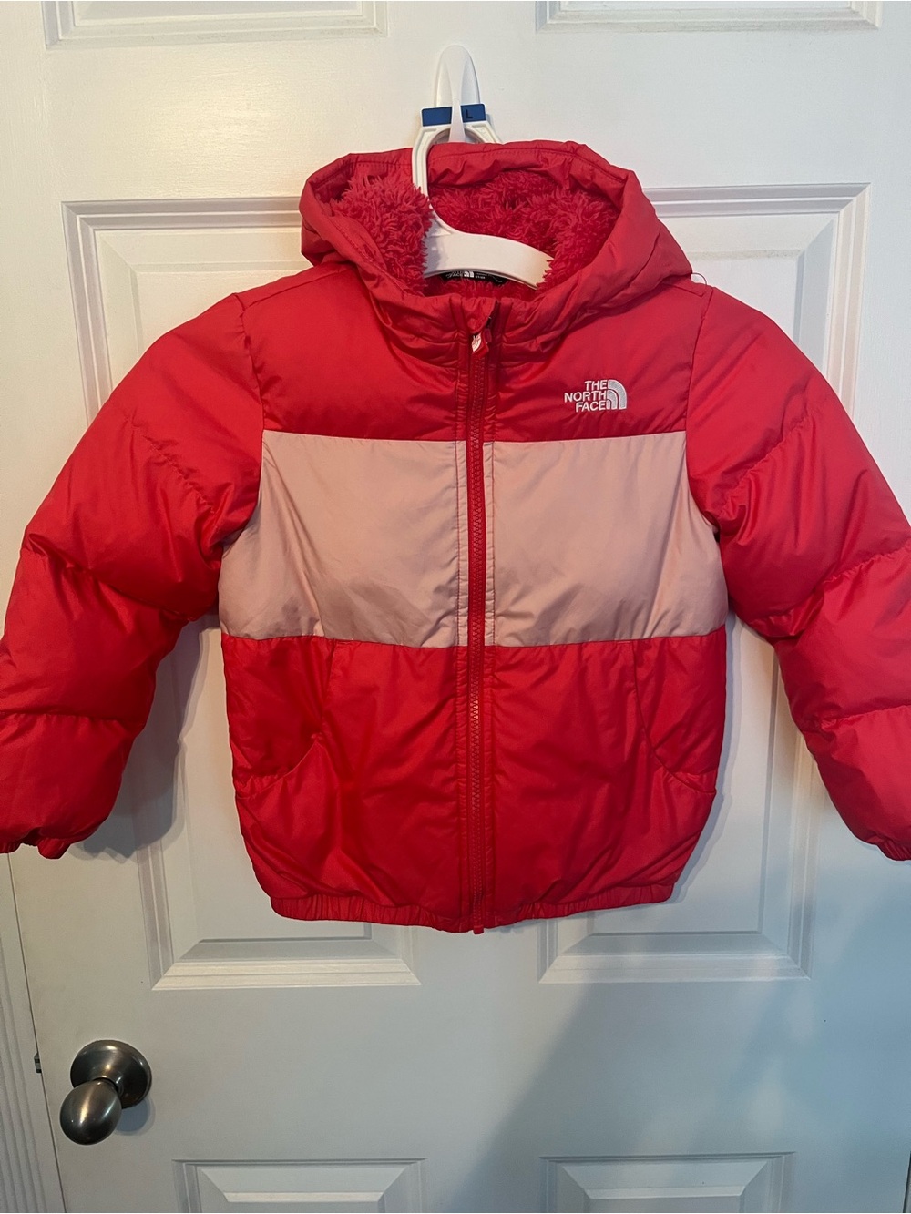 The North Face Pink & Light Pink Puffer Jacket with Hood